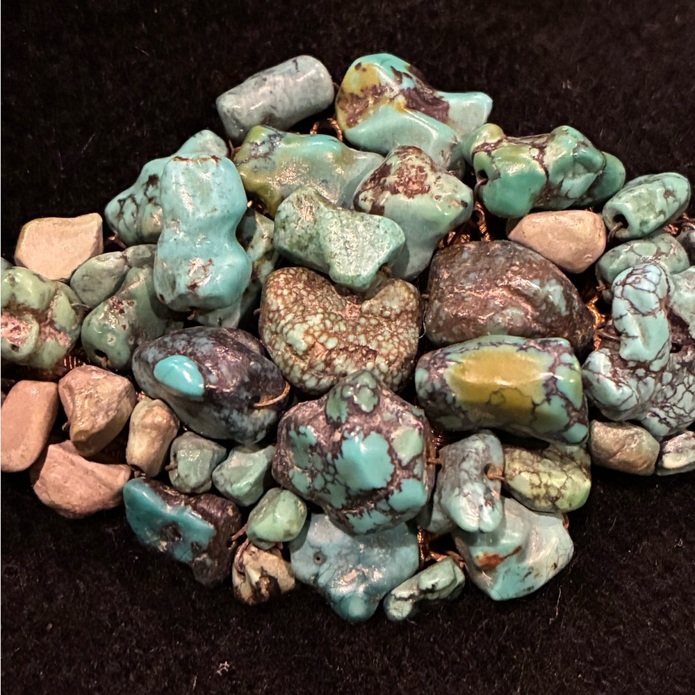 Vintage Turquoise Stone Cluster Statement Brooch - image 4